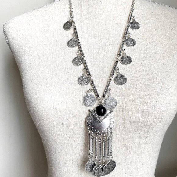 Bohemian Silver Tone Vintage Long Necklace - Picture 2 of 2